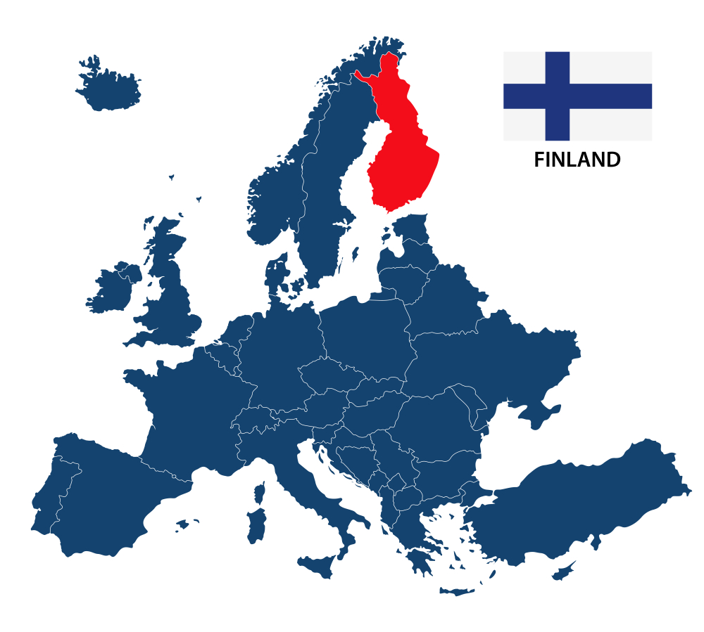 SimpleIllustrationOfAMapOfEuropeWithHighlightedFinland - welltica.dk - Vejen til et bedre liv
