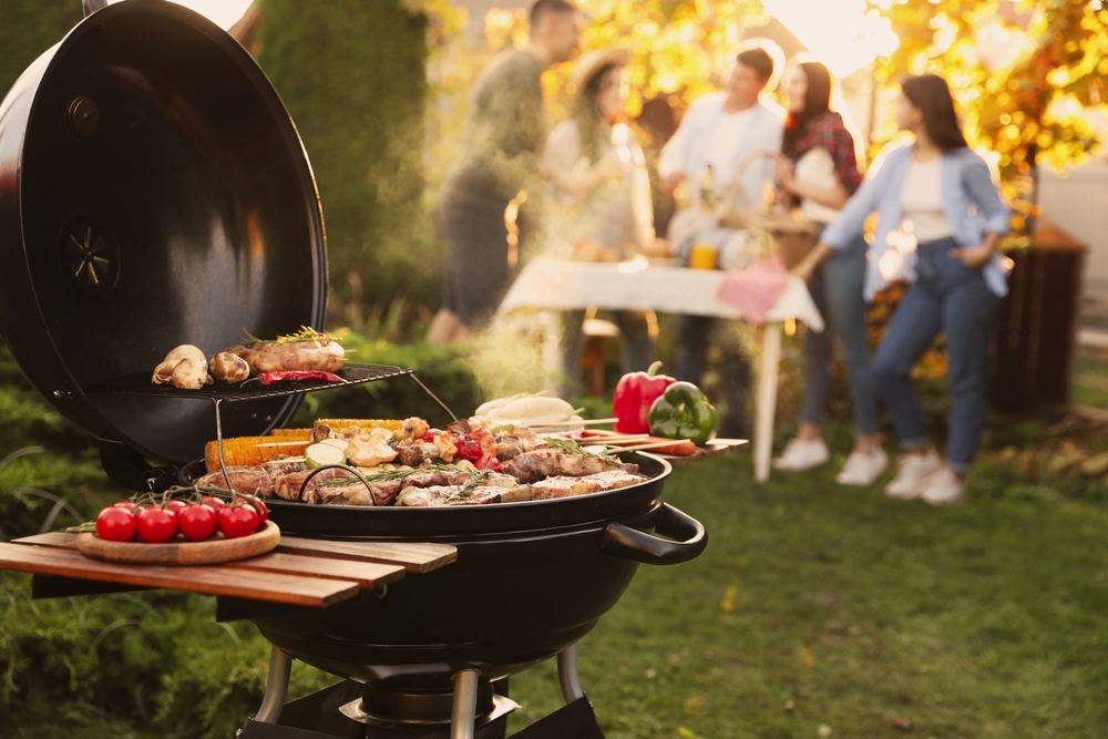 GroupOfFriendsHavingPartyOutdoorsFocusOnBarbecueGrill - welltica.dk - Vejen til et bedre liv
