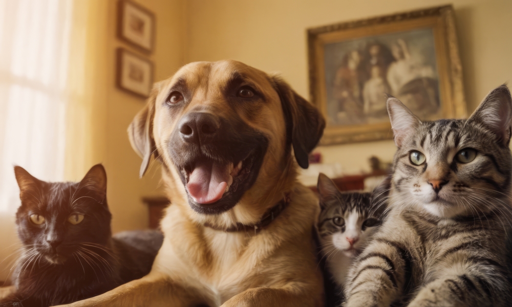 CheerfulFamilyOfDomesticDogsAndCats - welltica.dk - Vejen til et bedre liv